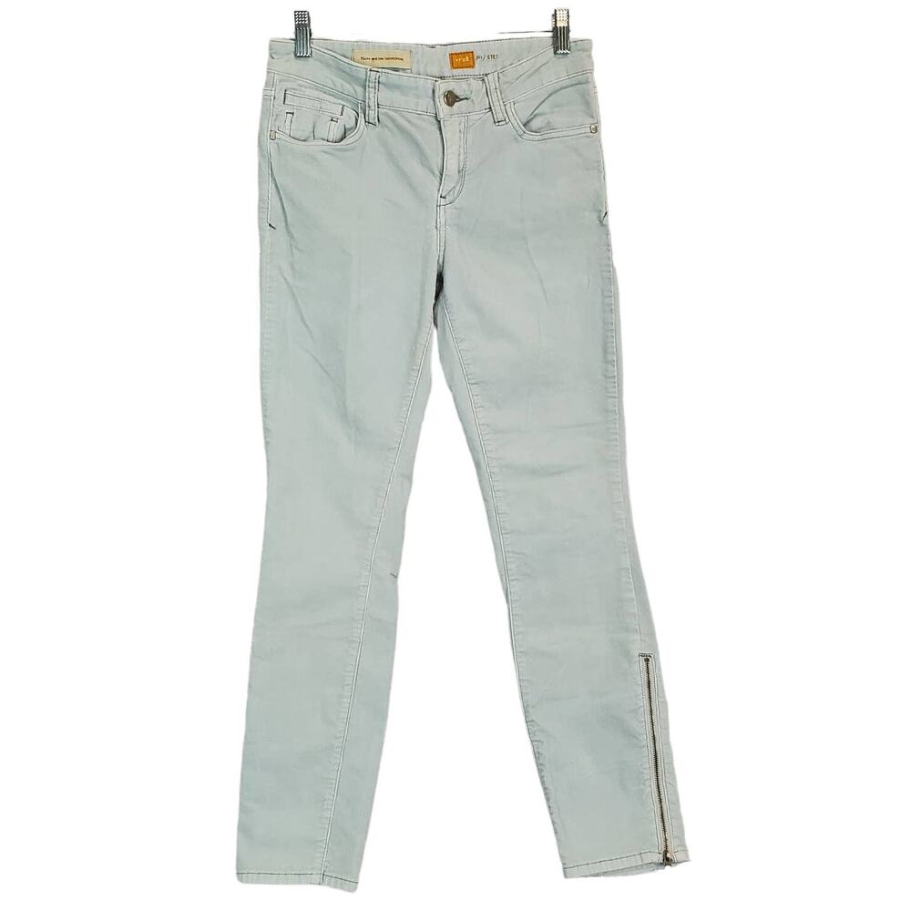 Pilcro Y2K Stet Pastel Blue Corduroy Stretch Pants Size 28 Low Rise Zip Ankle